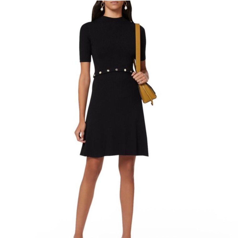 Maje Womens Rosalie Rib Knit Snap Waist Dress